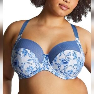 Sculptresse By Panache Bliss Blue and White Floral Bra Size 40DD